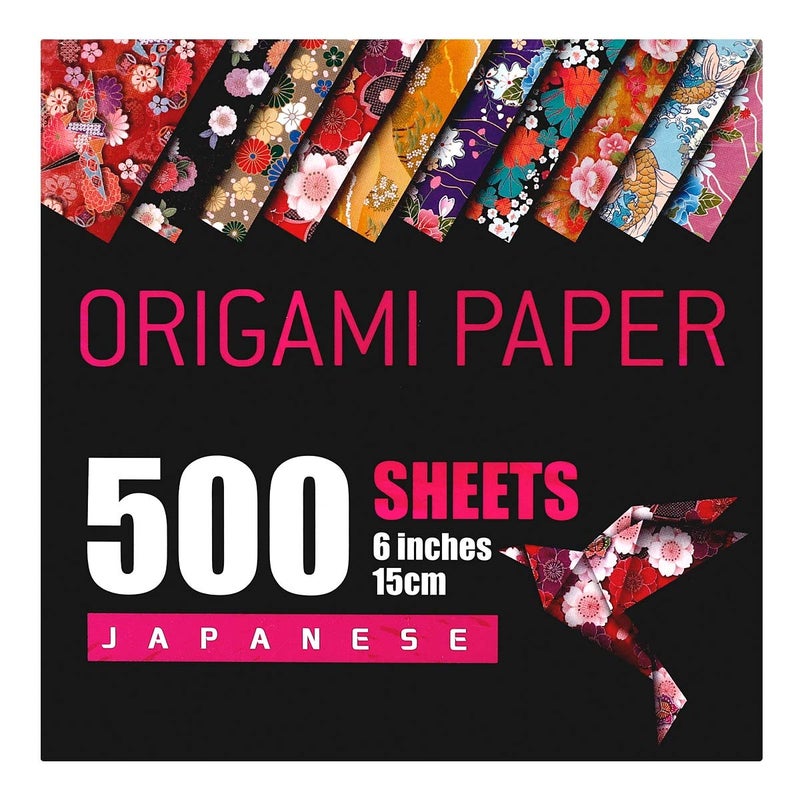 BB Bachmore Japanese Washi Origami Paper 500 Sheets, 10 Vivid Colors, Colors Make Colorful and Easy Origami,6 Inch Square Sheet, Papers, Arts and Crafts Projects (E-Book Included) - Image 1